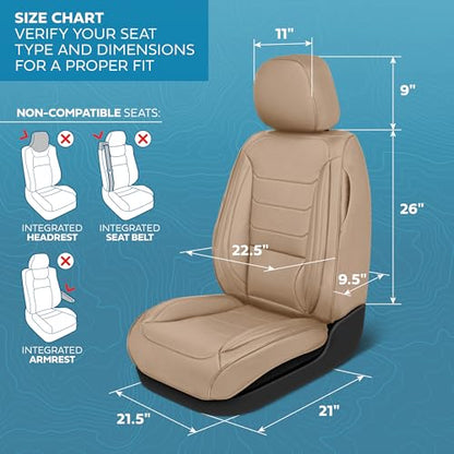 Curated Elite Leather Seat Covers for Cars & SUVs (Black/Beige (Elite) / Front Seats)
