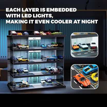 Display Case for Hot Wheels & Matchbox Cars with LED Light (5 Floor)