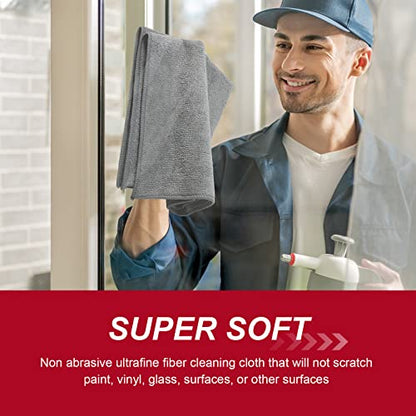 200 Pcs Microfiber Cleaning Cloth 16x16 Inch Microfiber Towels for Car Ultra Absorbent Cleaning Rags Reusable Lint Free Streak Free Detailing Towel for Car Washing Drying Dusting (Gray)