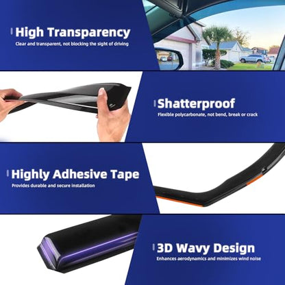 in Channel Rain Guards Fit for Honda Pilot 2016 (For 2019-2025 Passport)