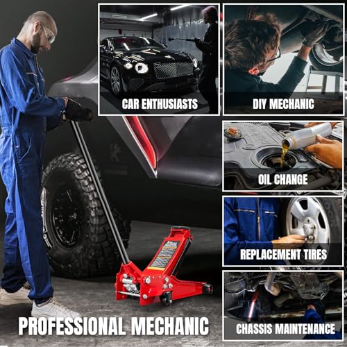 3 Ton Low Profile Hydraulic Floor Jack (Red / Dual Pump / 3 Ton)