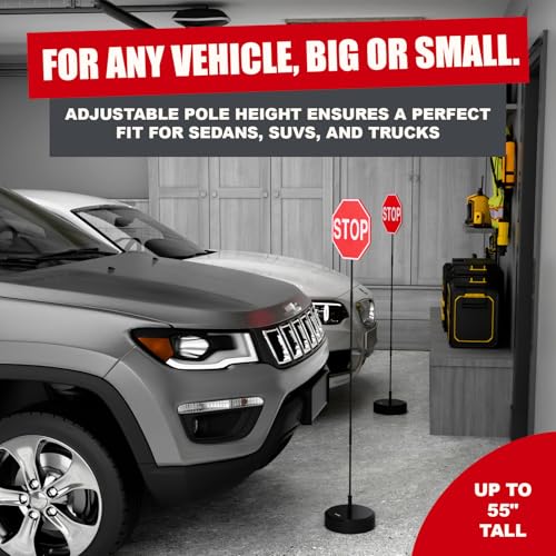 Garage Parking Aid with LED Stop Sign [Upgraded Base] (Upgraded Base)