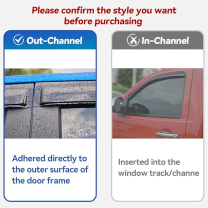 4pcs UV Protect Rain Guards for 2004 (2004-2015 Nissan Titan Crew Cab)