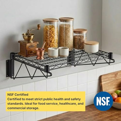 24" x 36" Black Epoxy Wire Wall Mount Shelf (Black / 24" x 36")