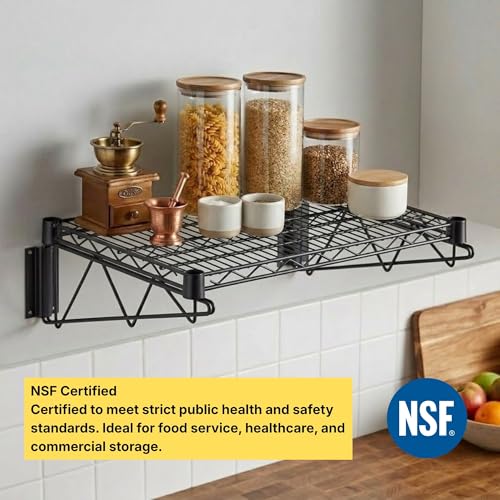 14" x 24" Black Epoxy Wire Wall Mount Shelf (Black / 14" x 24")