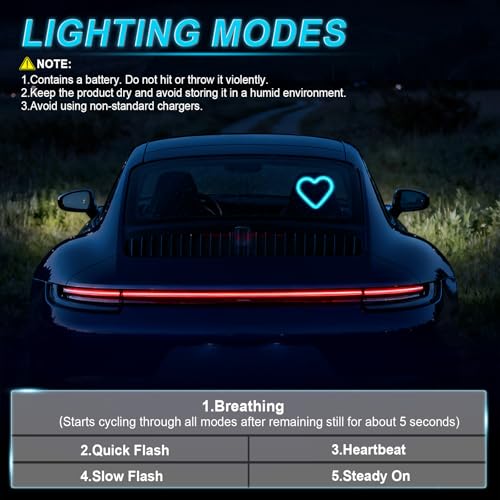 Heart Shaped Solar Powered Car LED Interior Ambient Light (Ice Blue / 2PCS)