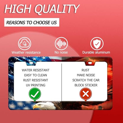 American Flag Eagle Stainless Steel License Plate Frame for US Cars Decor (American Flag Eagle)