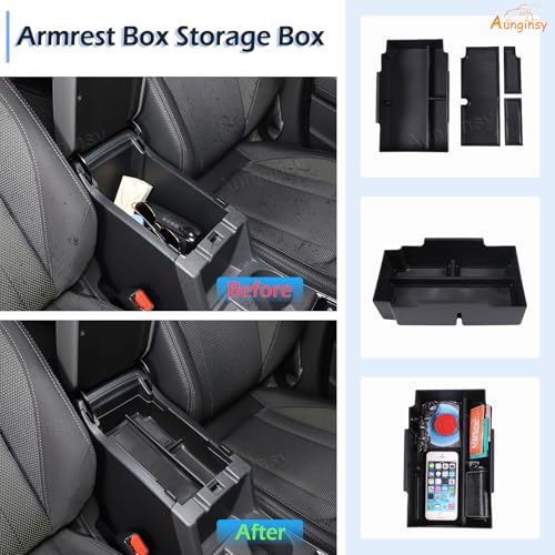 Center Console Organizer Tray Compatible with Subaru Crosstrek (Armrest+Hanging Storage Box)