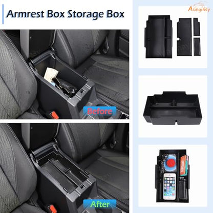 Center Console Organizer Tray Compatible with Subaru Crosstrek (Armrest+Hanging Storage Box)