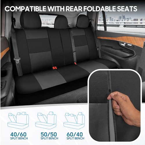 PolyPro Car Seat Covers Full Set in Charcoal on Black (Charcoal Gray)