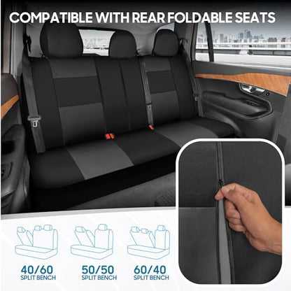 PolyPro Car Seat Covers Full Set in Charcoal on Black (Charcoal Gray)