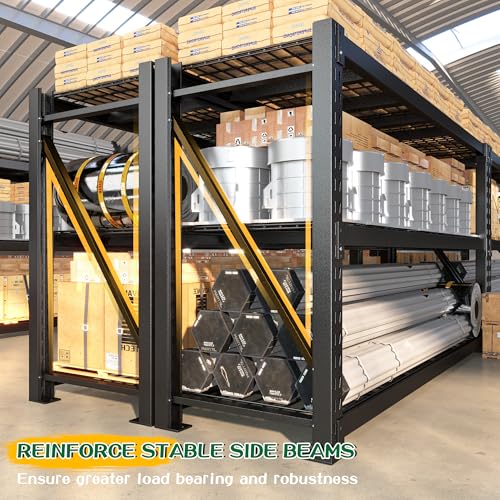 77" W Garage Shelving Heavy Duty (77"W x 23.7"D x 66"H, 3-Tier)