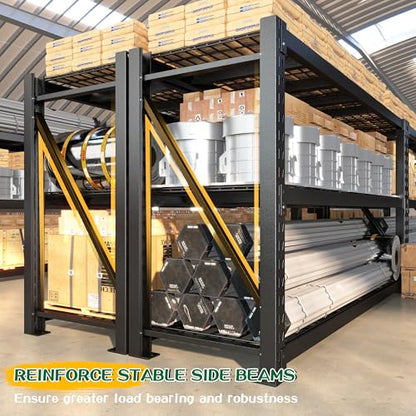 77" W Garage Shelving Heavy Duty (77"W x 23.7"D x 66"H, 3-Tier)