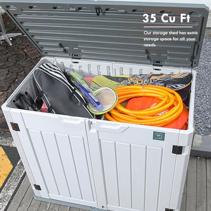 35 Cu.ft Outdoor Storage Shed (White - 35 Cu. ft)