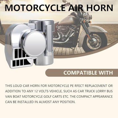 Car Horn 150dB Air Horn Kit for Motorcycle chrome Train Horn with button