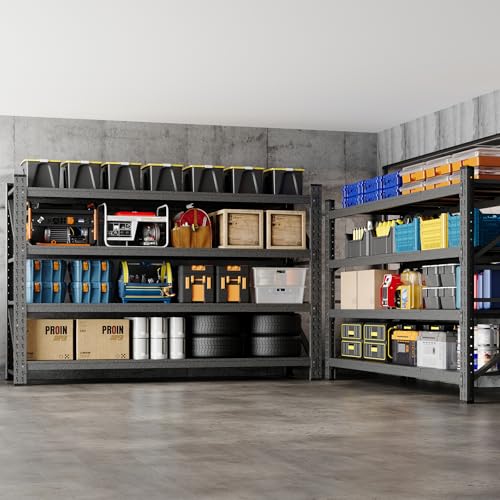 77" W Storage Shelves 9000lbs Garage Metal Shelving Heavy Duty Garage Shelves Adjustable Storage Shelves for Industrial (Black / 77" W X 24" D X 70" H)