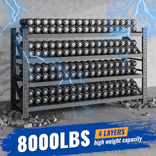 68" W Storage Shelves 8000lbs Garage Metal Shelving Heavy Duty Garage Shelves Adjustable Storage Shelves for Industrial (Black / 68" W X 24" D X 63.5" H)
