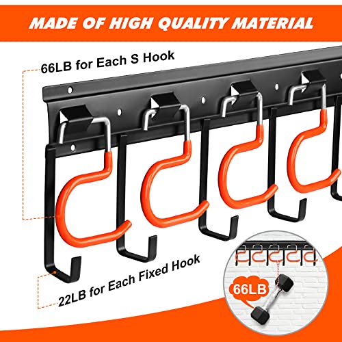 17'' All Metal Garden Tool Organizer Adjustable Garage Tool Organizer Wall Mount Garage Organizers and Storage with Heavy Duty Hooks Tool Hangers for Garage Wall (17inch)