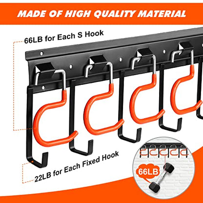 51'' All Metal Garden Tool Organizer Adjustable Garage Tool Organizer Wall Mount Garage Organizers and Storage with Heavy Duty Hooks Tool Hangers for Garage Wall (51inch(17"x3pack))