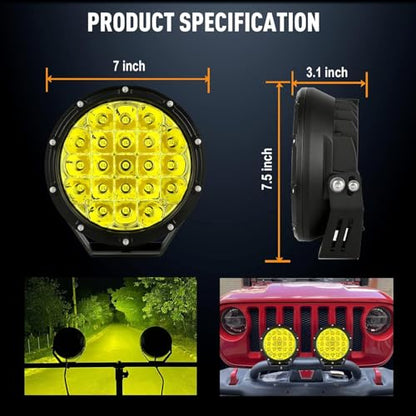 7inch Amber Round Off Road Light Yellow LED Offroad Driving Light (Amber Driving Lights / 7Inch)
