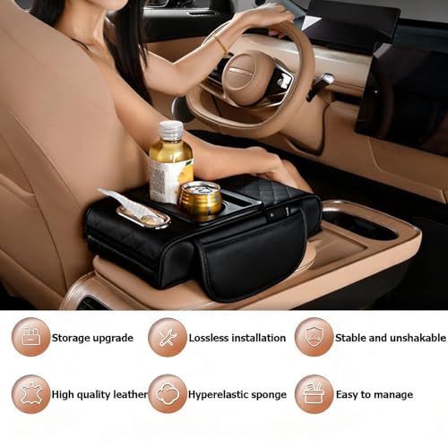 Automotive Armrests Car Console Organizer and Console Cover (Black)