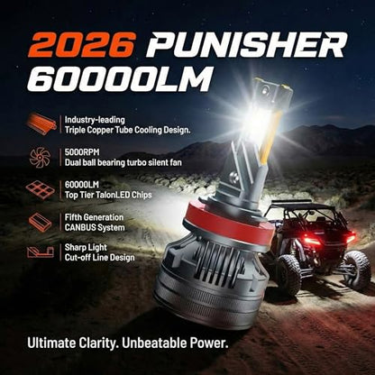 H1 Punisher 60000lm High Performance LED Bulbs 6000K (H1)