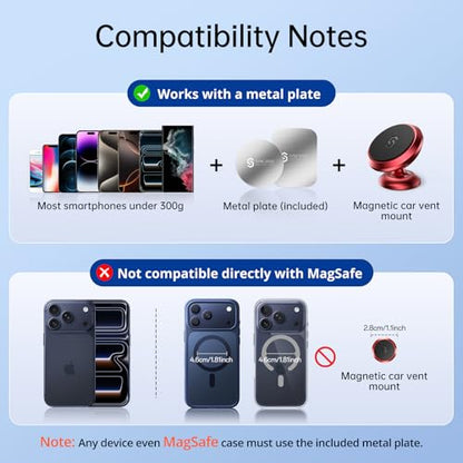 Magnetic Car Phone Holder for Dashboard (Red)