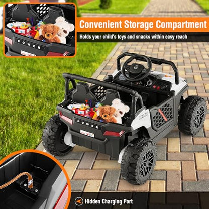 Kids UTV 12V Battery Powered Electric Off (White)