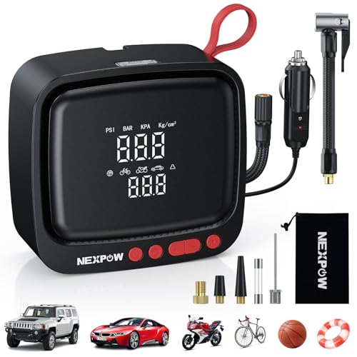 Tire Inflator Portable Air Compressor 150PSI 12V DC (Corded 150 PSI / Red)