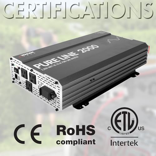 EL3808 Pure Line Power Inverter 2000 Watt DC 12V to 110V AC Car Pure Sine Wave Power Inverter for Home RV Camping Van Life Off Grid ETL Certified (2000W)