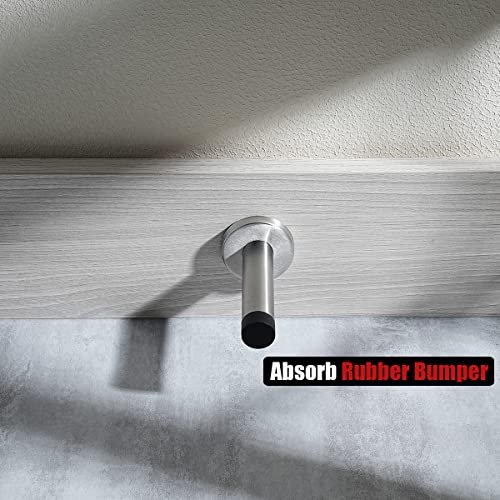 Door Stopper 304 Stainless Steel Thicken 1mm Sound Dampening Door Stop Bumper Wall Protetor 4 Pack (4 Pack / Brushed & Black Tip)