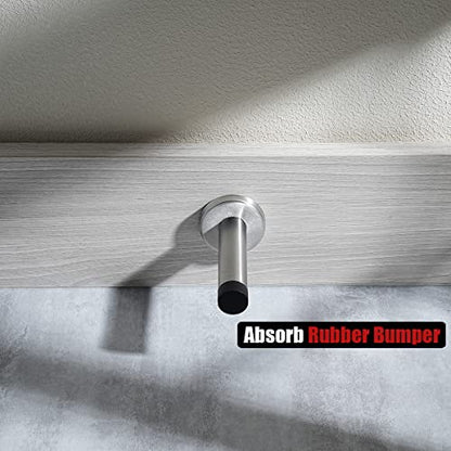 Door Stopper 304 Stainless Steel Thicken 1mm Sound Dampening Door Stop Bumper Wall Protetor 4 Pack (4 Pack / Brushed & Black Tip)
