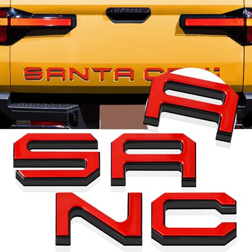 Tailgate Insert Letters Compatible for 2022 2023 2024 2025 Santa Cruz 4D Raised Tailgate Decal Letters (Black Edge Red Faced)