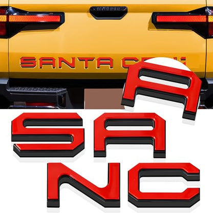 Tailgate Insert Letters Compatible for 2022 2023 2024 2025 Santa Cruz 4D Raised Tailgate Decal Letters (Black Edge Red Faced)