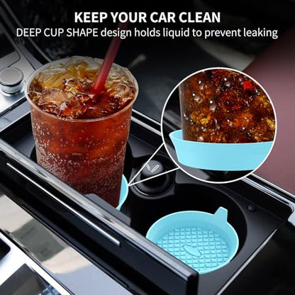 Car Cup Holder Coasters [4 Pack] Silicone Cups Mats (4pack-sky Blue)