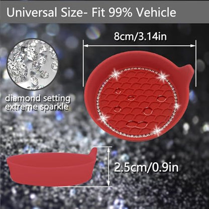 4pcs Bling Car Cup Holder Coaster (New Red / 4pcs)