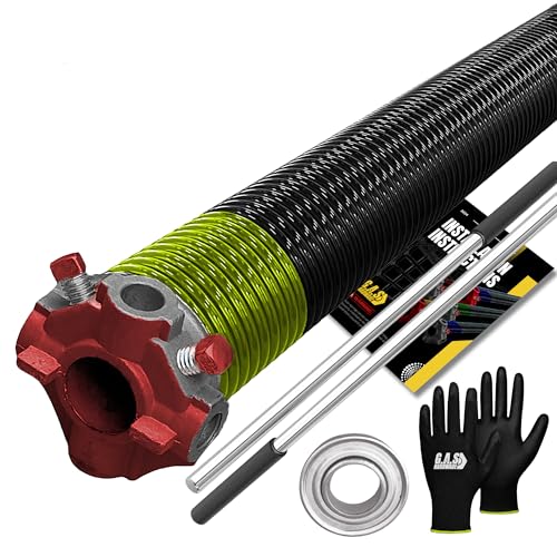 Garage Door Torsion Spring 207x1.75x23 Includes 1” Steel Bearing (207x1.75x23 / Red Cone (Left Side))