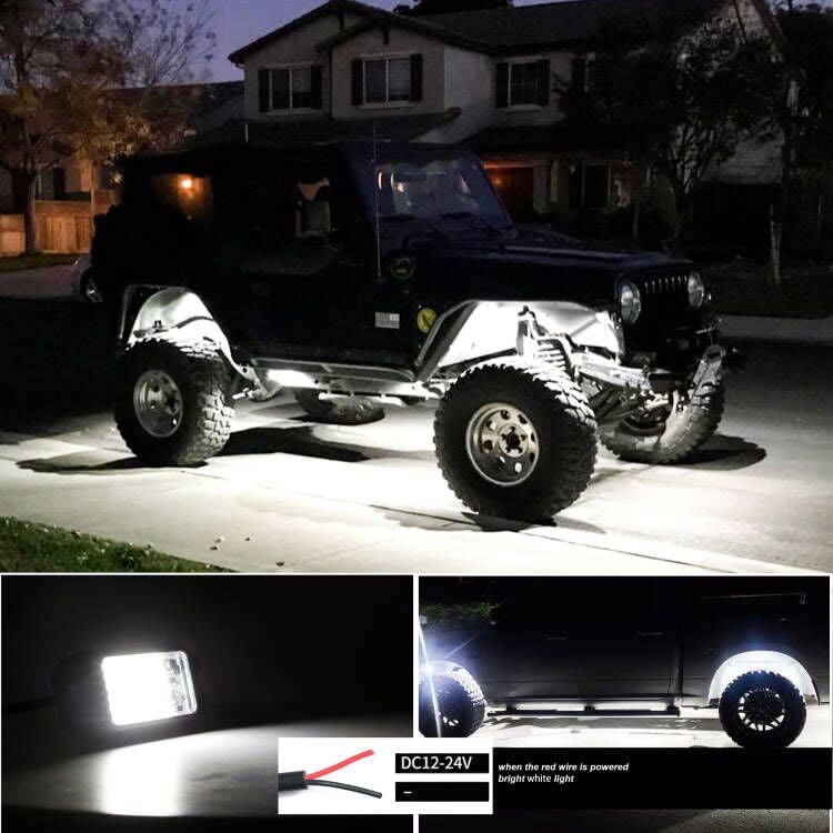4Pods Pure White 72 LEDs SMD Chips 72w High Power Rock Lights Super Bright White Offroad Car Boat Underglow Lights IP68 Waterproof for Truck SUV UTV ATV RZR (Pure white rock lights - 4 pack)