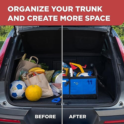 Blue Car Cargo Trunk Organizer for SUV & Auto Storage (Large / Blue)