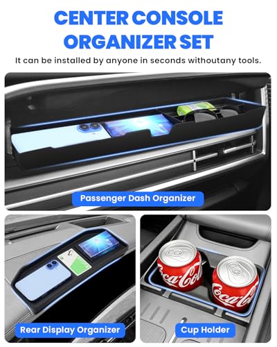 3PCS Center Console Organizer for 2024 2025 2026 Hyundai Santa Fe Accessories (2024-2026 Hyundai Santa Fe)