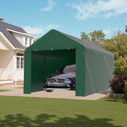 10x20 Carport Heavy Duty Portable Garage Shelter w (Green / 10x20 with sidewalls)