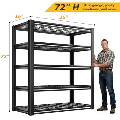 2 Pack Garage Shelving 3200 LBS Load Space Saving Storage Shelves (Black)