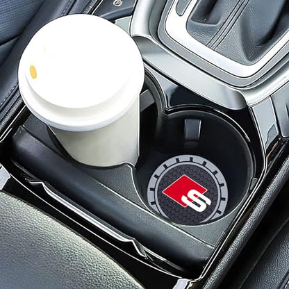 Car Cup Holder Coaster for Audi S Line Recessed Silicone Cupholder Coaster Interior Accessories 2.75IN 2Pack (Gray-05)