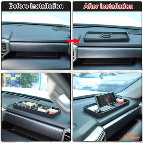 Car Center Console Dash Organizer Compatible with Toyota Tundra 2024 2023 2022 Pickup Truck Dashboard Table Tray Storage Box Dash Phone Holder Container Box Anti (Fit Toyota Tundra 22-24+)