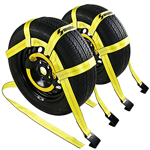 Tow Dolly Basket Straps with Flat Hook 2 Pack Fit 14" (2 Pack-14"-19")
