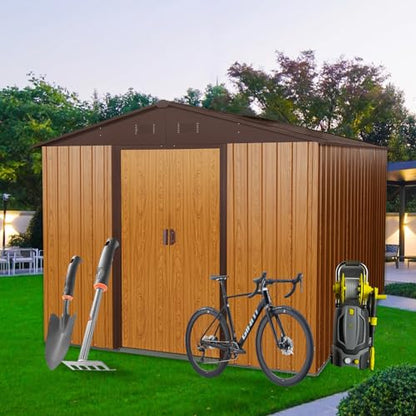 10x8 FT Outdoor Storage Shed (Coffee / 10x8 FT)