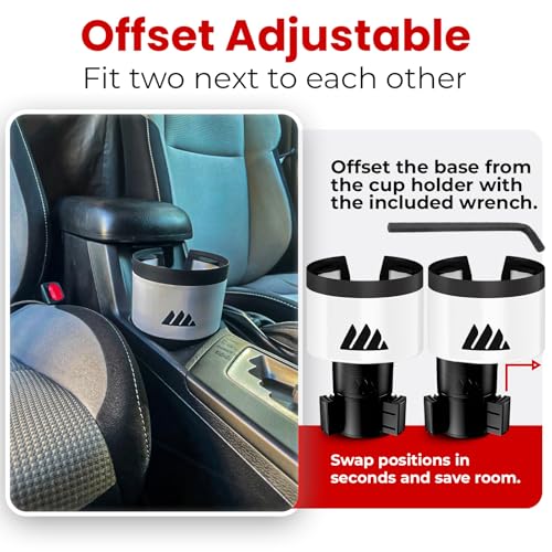 Ultimate Car Cup Holder Expander with Adjustable Base (White / 1pack)
