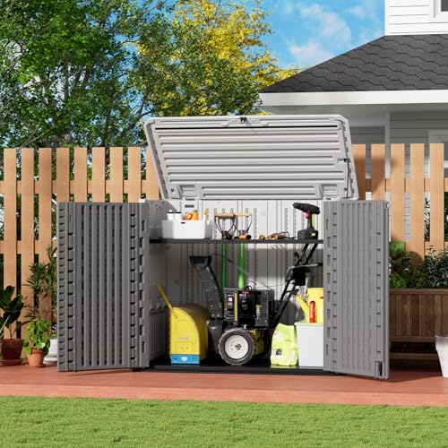 Outdoor Storage Shed Diamond Texture 4x3FT Horizontal Shed (White & Grey-26 Cu ft)
