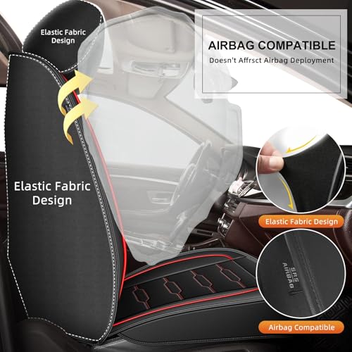 Custom Fit for Honda Ridgeline Seat Covers 2006 (016# Redline / Compatible With Front Seats Armrest)