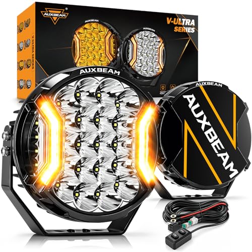 V Ultra Series 9" Round LED Driving Lights Amber DRL Offroad Lights (9-inch, White)